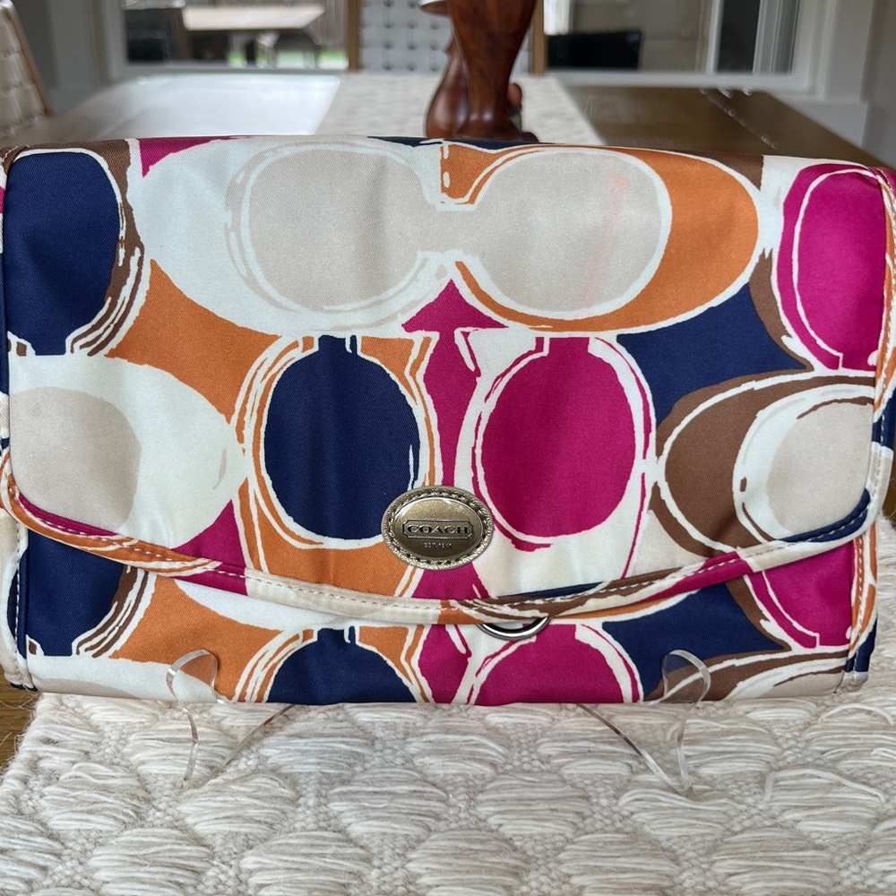 Coach signature multicolored travel make up bag